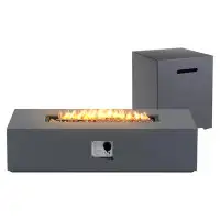 Latitude Run® 13" H x 56" W Iron Propane Outdoor Rectangular Gas Fire Pit Table with Lid