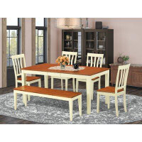 Charlton Home Soper 6 - Piece Butterfly Leaf Rubberwood Solid Wood Dining Set