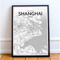 Wrought Studio 'Shanghai City Map' Graphic Art Print Poster in Tones