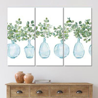 East Urban Home House Plants In Glass Vase, Eucalyptus Branches II - Traditional Canvas Wall Art Print