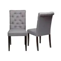 Red Barrel Studio Chaise de salle à manger gris clair (ensemble de 2) Roxy avec pieds espresso