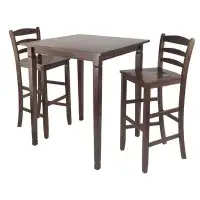 Winston Porter Buhler 3 - Piece Counter Height Solid Wood Dining Set