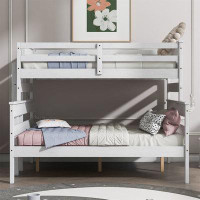 Harriet Bee Wood Twin XL Over Queen Bunk Bed With Ladder