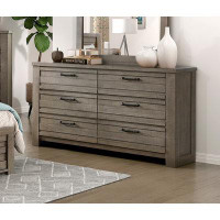 Loon Peak Rustic Style 1pc Gray Dresser Of 6x Drawers Metal Hardware Wooden Bedroom Furniture