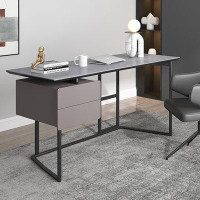 Ebern Designs 62.99" Grey Rectangular Slate and Manufactured Wood desks