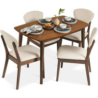 GLOBAL GIRLS LLC Best Choice Products 5-Piece Dining Set, Compact Mid-Century Modern Table & Chair Set For Home, Apartme