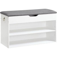 Ivy Bronx Shoe Storage Bench With Cushion, Entryway Bench With Lift Top Storage Box, 2-tier Shoe Rack Bench, Adjustable