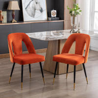 Mercer41 Set Of 2 Modern & Contemporary Upholstered Dining Chairs With Nailheads And Metal Legs