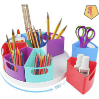 Latitude Run® Rotating Art Supply Organizer - Office School Supplies For Kids Desk Organizers And Storage, Lazy Susan Cr