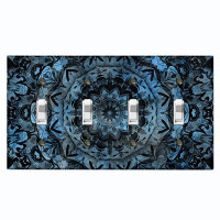 WorldAcc Metal Light Switch Plate Outlet Cover (Blue Mandala Meditation - Quadruple Toggle)