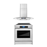 Cosmo Cosmo 2 Piece Kitchen Appliance Package with 30'' Freestanding Range , and Wall Mount Range Hood