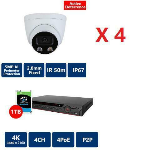 Promotion! 4pcs Dahua OEM 5MP AI ACTIVE DETERRENCE 24/7 FULL COLOR 50M IR IP AI TURRET, 2.8MM FIXED (FDIP9155H-A-PV-28- in Cameras & Camcorders