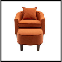 Latitude Run® Accent Chair with Ottoman,Barrel Chair Upholstered Club Tub Round Arms Chair