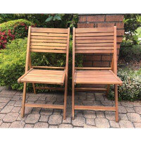Highland Dunes Canale Folding Acacia Patio Dining Side Chair