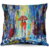 Ebern Designs Rickman Couch Rainy Night Abstract Throw Pillow