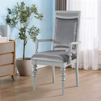Rosdorf Park Clarke Platinum Grey And Platinum Upholstered Arm Chairs