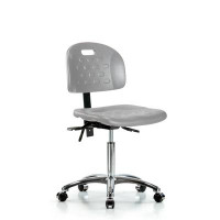 Latitude Run® Newport Industrial Polyurethane Chair Chrome - Medium Bench Height With Stationary Glides In Grey Polyuret