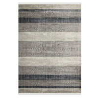 Rugpera Patio Grey And Anthracite Color Striped Design Carpet Machine Woven Polyester & Cotton Yarn Area Rug