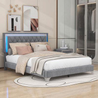 House of Hampton Queen Upholstered Bed with LED Lights
