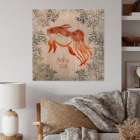 Wrought Studio Vintage Golden Fish Surrounded By Green Plants - Traditional Wood Wall Art Décor - Natural Pine Wood