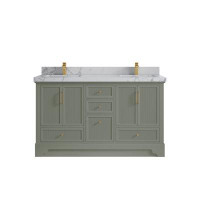 Willow Collections Alys 60'' Free Standing Double Bathroom Vanity with Quartz Top (Knobs Option)