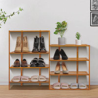 MoNiBloom 8 Tiers 24 Pairs Shoe Rack, Organizer Storage Shelf Shoes Bamboo Stand for Living Room Hallway