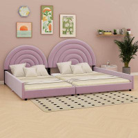 Latitude Run® Twin+Full Upholstered Platform Bed Set With Semicircular Headboard
