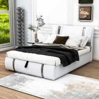 Brayden Studio Blandino Full Upholstered Faux Leather Platform Bed with a Hydraulic Storage System