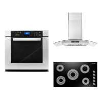 Cosmo 3 Piece Kitchen Package With 36" Electric Cooktop 36" Wall Mount Range Hood 30" Single Electric Wall Oven