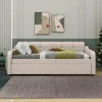 SILLYLIFE Twin Size Snowflake Velvet Daybed With Trundle And USB Charging Design
