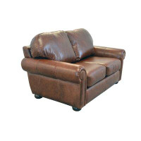 Canora Grey Stavre 66" Genuine Leather Rolled Arm Loveseat