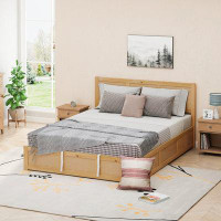 Red Barrel Studio Luxury Queen Size Wood Platform Bed with Hydraulic Storage System