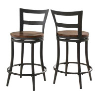 Winston Porter Set Of 2, Red Brown Finish 24" Swivel Counter Height Chair