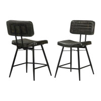 George Oliver Upholstered Counter Height Stools with Footrest (Set of 2)