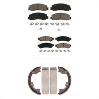 Front Rear Ceramic Brake Pads And Parking Shoes Kit For Ford F-250 Super Duty F-350 F-450 KCN-100027