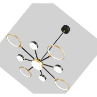 Orren Ellis Modern Chandeliers Light Fixture Black Gold LED Pendant Light Modern Farmhouse Black Sputnik Chandelier For