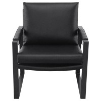 Latitude Run® Rosy 28 Inch Accent Armchair, Vegan Faux Leather, Black And Charcoal Finish