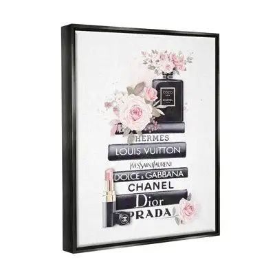 Stupell Industries Pink Roses And Toiletries Fashion Glam Bookstack Canvas Wall Art By Ros Ruseva