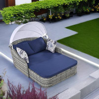 Red Barrel Studio Outdoor Daybed With Adjustable Canopy, Pillows And Cushion