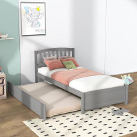 Red Barrel Studio Loey Twin Size Platform Bed Wood Bed Frame With Trundle