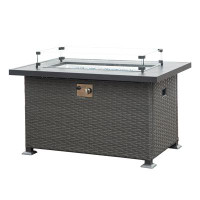 Red Barrel Studio Rostin 24.41" H x 43.31" W Aluminum Propane Outdoor Fire Pit Table with Lid