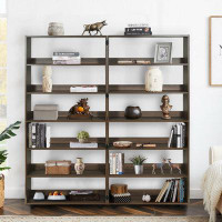 Latitude Run® 6-Tier Industrial Bookcase Shelf with Open Shelves for Living Room/Living Room/Home Office