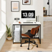 Ebern Designs Ebern Designs Computer Desk 40 Inches With 2-Tier Shelves Sturdy Home Office Desk With Large Storage Space