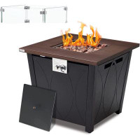 Latitude Run® 24.4'' H x 28'' W Steel Propane Outdoor Fire Pit Table with Lid