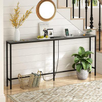 17 Stories 70 Inch Console Table with Outlet, Sofa Table with Charging Station, Narrow Entryway Table