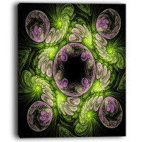 Design Art Green and Purple Large Fractal Flower Graphic Art on Wrapped Canvas