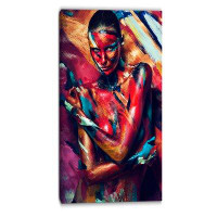 Made in Canada - Design Art Girl in Paint Portrait Contemporary Graphic Art on Wrapped Canvas