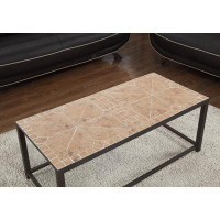 17 Stories Coffee Table, Accent, Cocktail, Rectangular,LivingRoom,42" L, Brown Tile, Brown Met.,Transitional