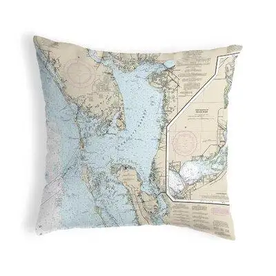 East Urban Home Charlotte Harbour, FL Nautical Map Noncorded Indoor/Outdoor Pillow 18x18