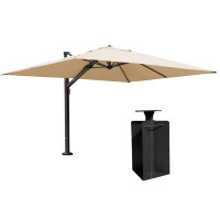 Arlmont & Co. Arlmont & Co. 108×144'' Outdoor Double Top Rectangular Deluxe Patio Umbrella with Base in Ground